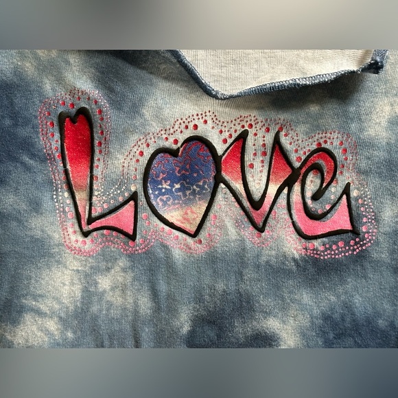 Y2K American Girl by Next Era Love Graffiti Blue Tie-Dye Top Women’s M/L(approx) - Picture 3 of 13